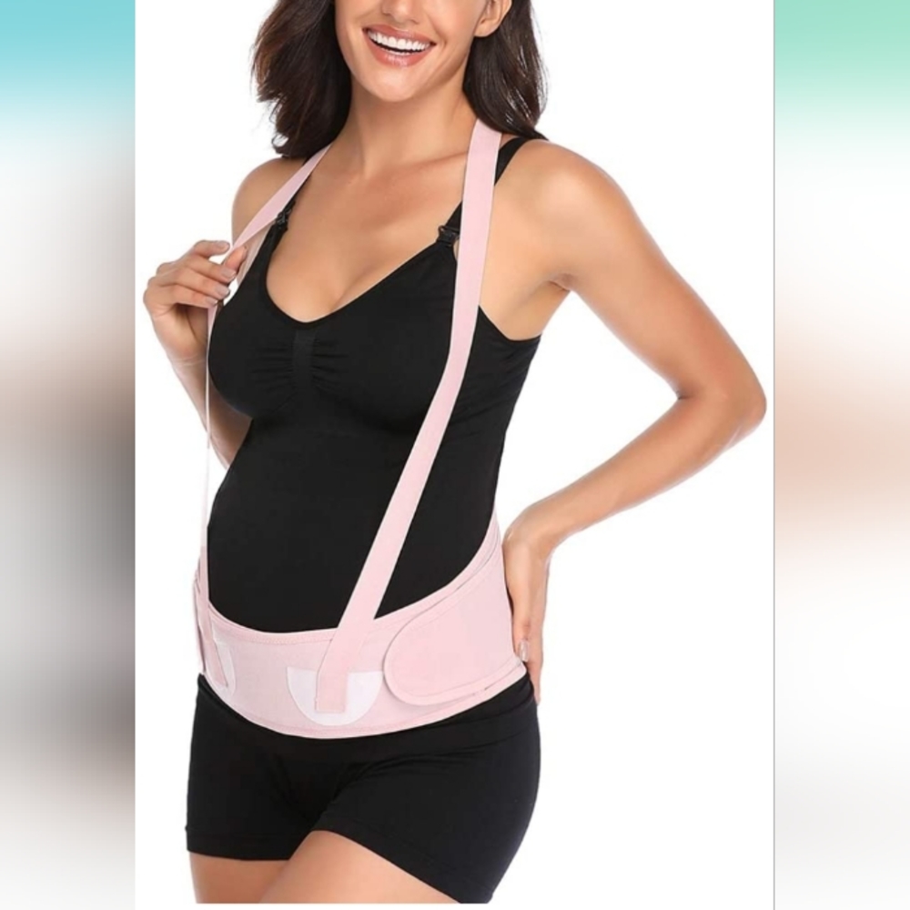 Maternity Belt, Abdominal Binder Belly Band for Pregnancy Back Support - Pink